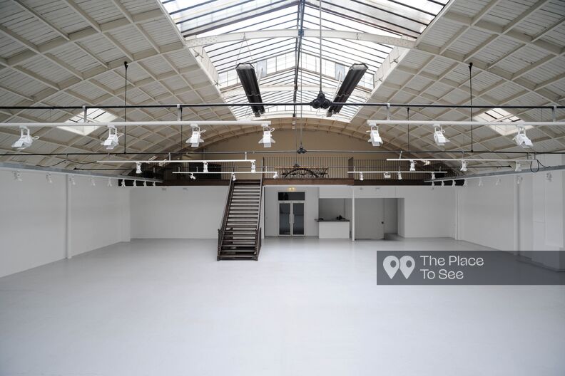 Gallery under a large glass roof