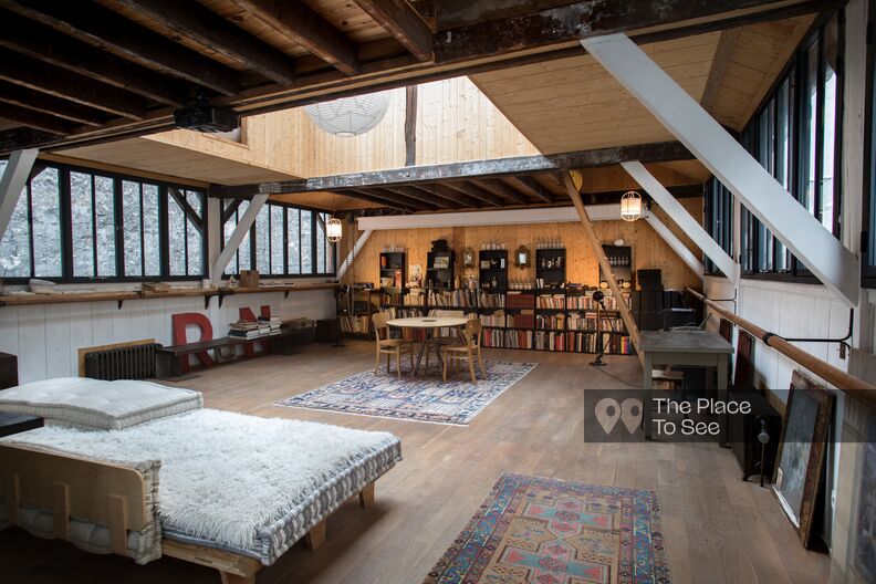 Loft space and industrial brick and wood offices