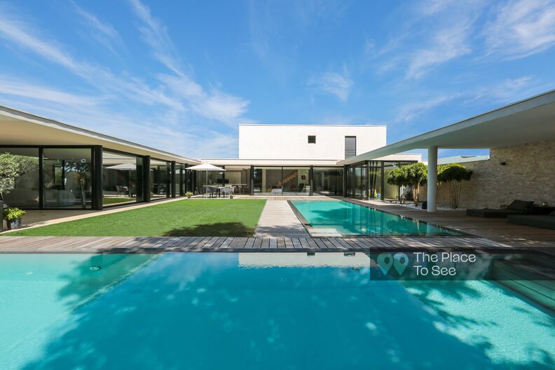 Designer house with two swimming pools