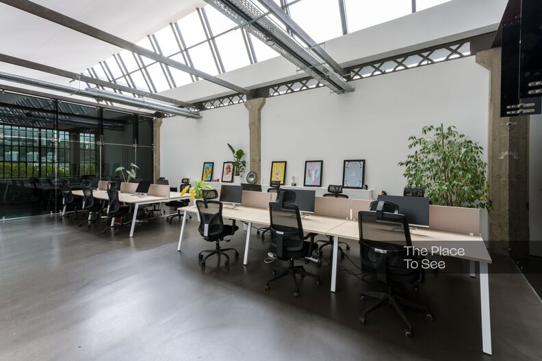 Modern workspaces with glass roofs