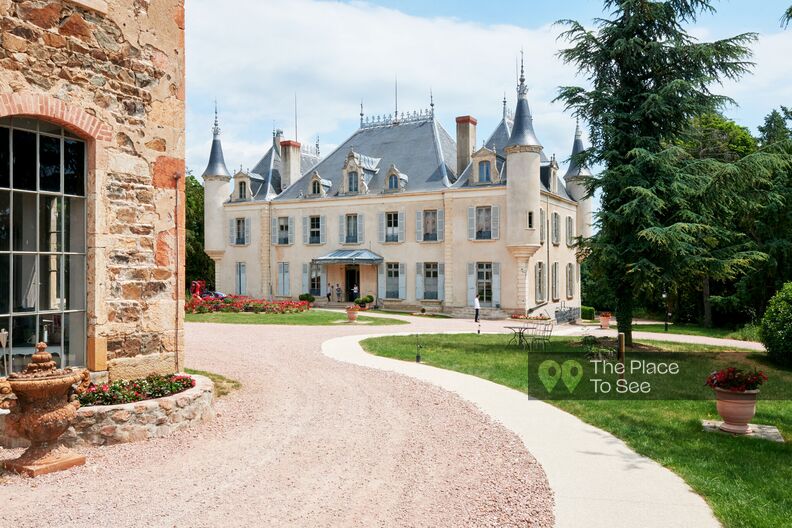 Dreamlike castle in the middle of the vineyards in Beaujolais