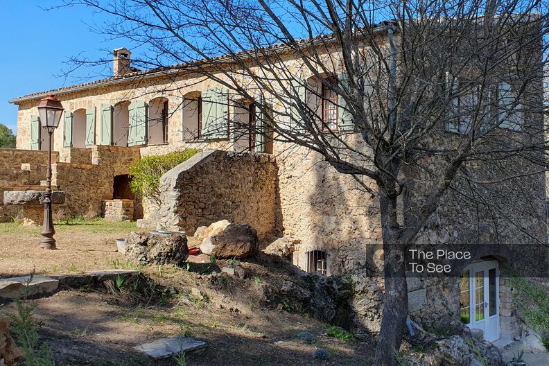 Stone farmhouse with fireplace