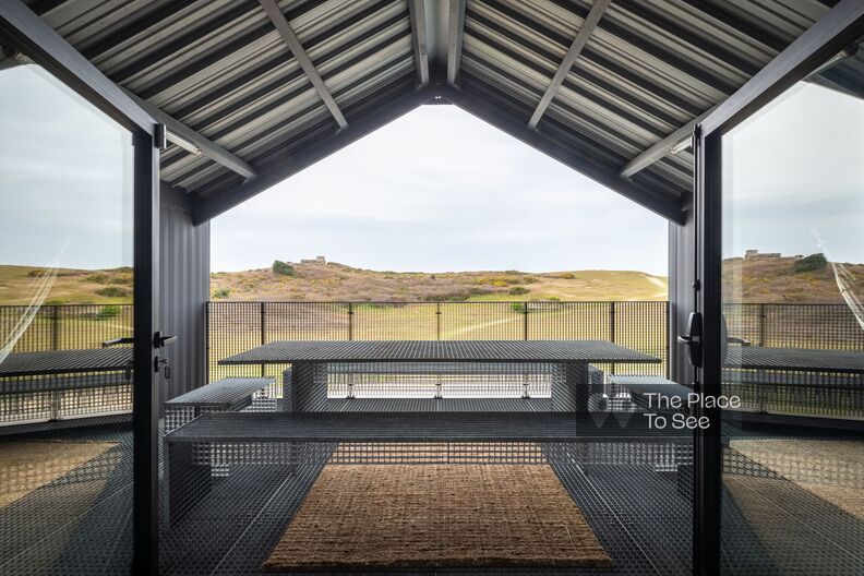 Metal house with sea view